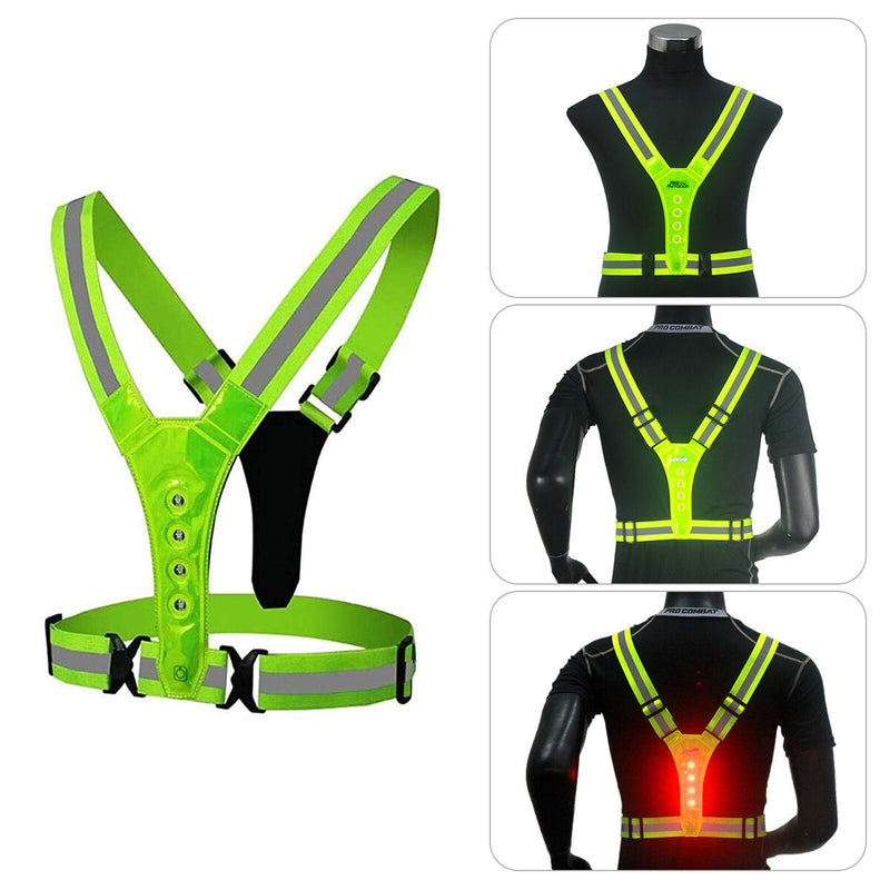 LED Reflective Running Vest, Safety Gear for Night Running, Walking, Cyclin