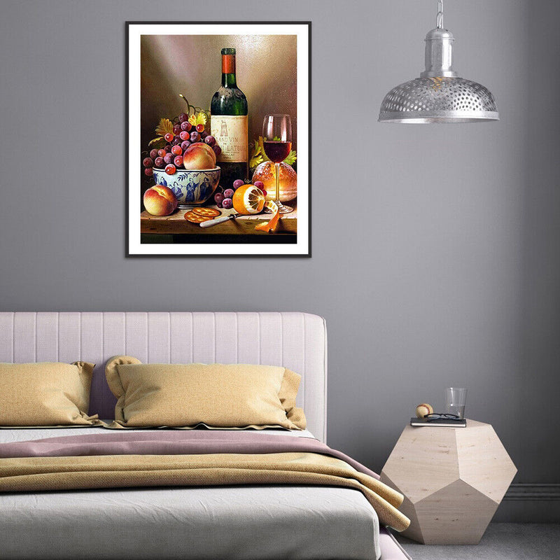 5D DIY Grape Wine Full Round Diamond Painting Kit Mosaic Picture Home Decoration