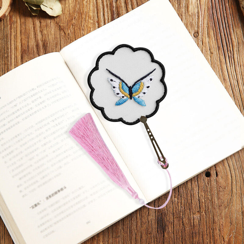 Flower Stamped Bookmark DIY Handmade Suzhou Embroidery Tassel Material Kit Craft