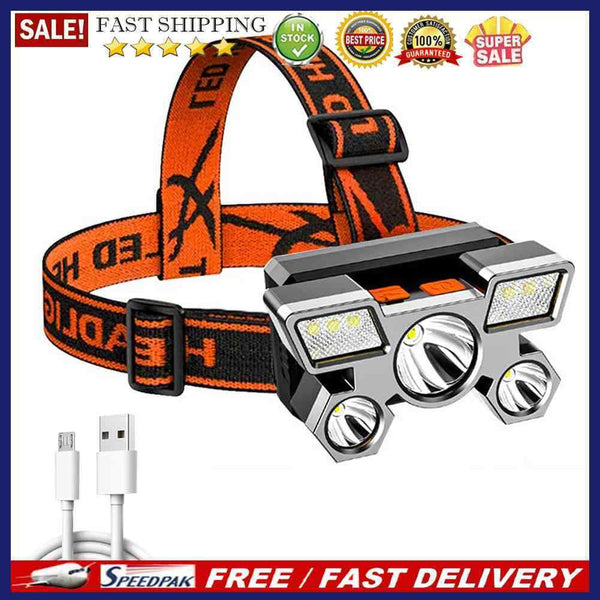 USB Rechargeable Portable 5xLED Bead Flashlight for Night Fishing Hiking Ca