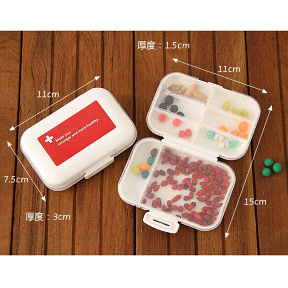 Portabe Multilayer 8 Compartment Pill Box Moistureproof Pill Holder Red
