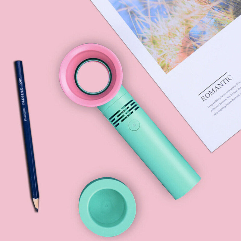 Portable Bladeless Cooling Fan Summer Personal Handheld Desktop Fan (Blue)