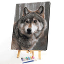 Painting By Numbers Kit DIY Gray Wolf Hand Painted Canvas Oil Wall Art Picture