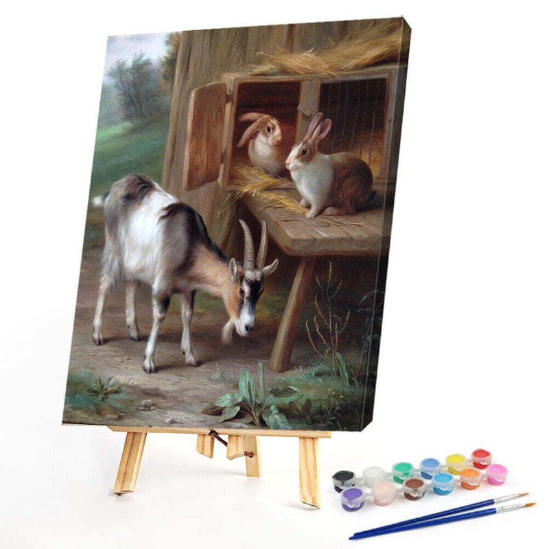 Goat Rabbit Oil Paint By Numbers Kit DIY Acrylic Painting on Canvas (B1481)