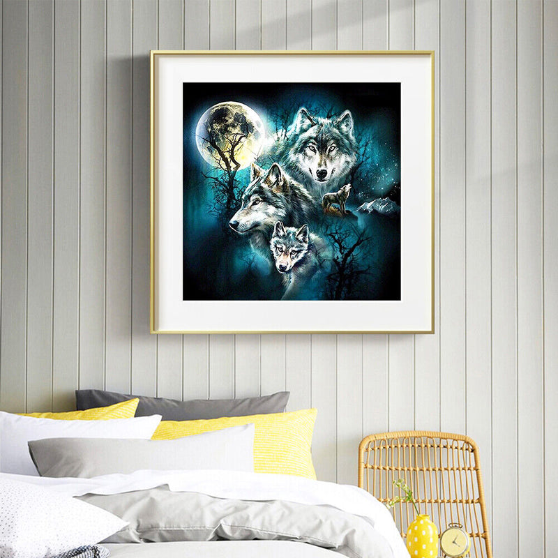 Oil Paint By Numbers Picture DIY Drawing Painting Night Wolf Paint Decor Art