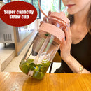 Portable Women Summer Gym Water Bottle Straw Large Capacity (Pink 2000ml)