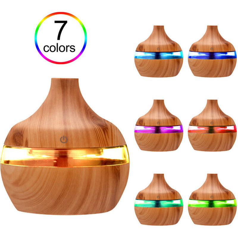 Aroma Oil Diffuser Ultrasonic Wood Grain Air Humidifier (Light wood grain) Newly