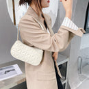 Retro Women Embossed Geometric PU Underarm Shoulder Bag Handbags (White)