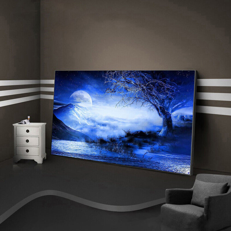 D DIY Full Round Drill Diamond Painting Blue Moon Star Lake