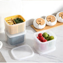 Food Storage Fridge Box 2 in1 Container Fresh-keeping Sealed Box Drain