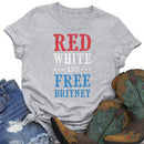 Independence Day Print Letter Tea T-Shirt (Light Grey XXL)