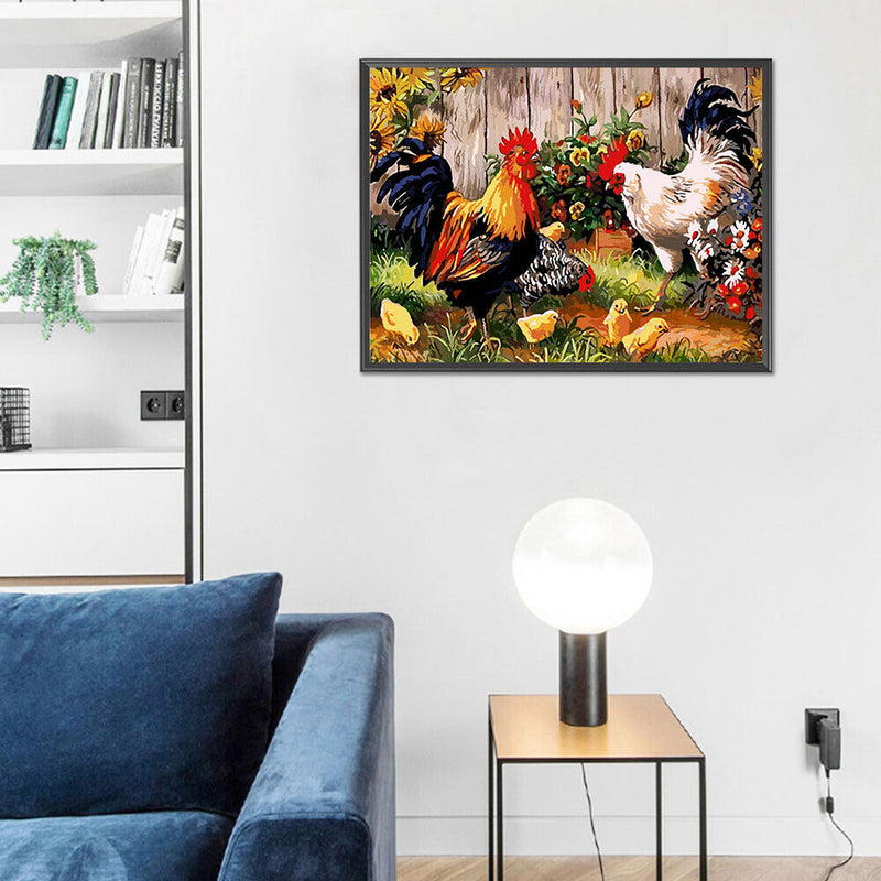 Yard Chicken Partial Oil Paint By Numbers DIY Handpainted Home Decoration Gifts