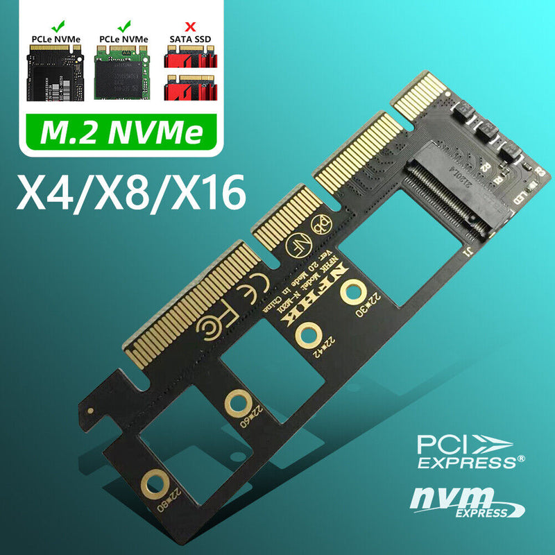 M.2 NVME SSD to PCIE X4 Adapter PCIE X16/X8/X4 Support M-Key M.2 NVME Card