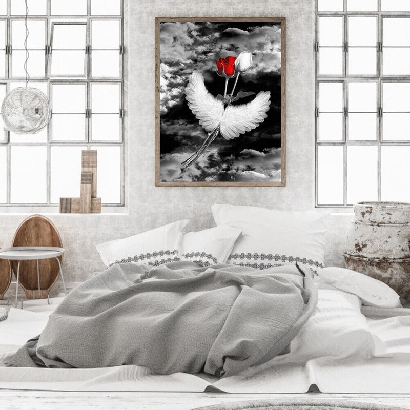 Red and white roses 40x50cm Oil Paint By Numbers Picture DIY Painting M748