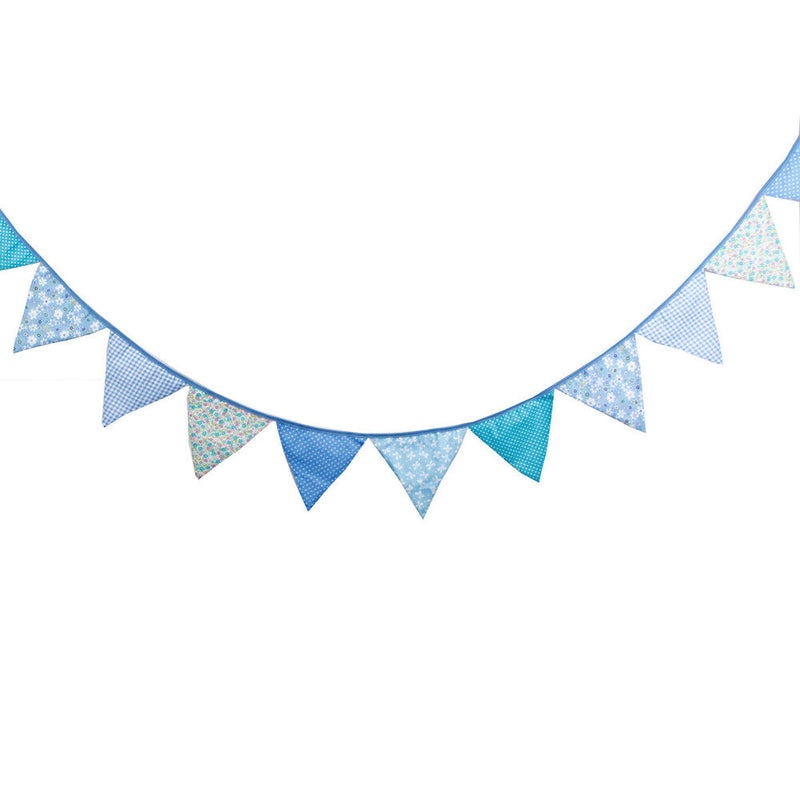 12 Flags 3.2m Blue Cotton Party Wedding Pennant Bunting Banner Decor