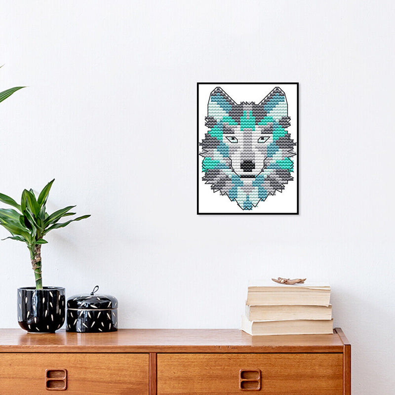 14CT Partial Cross Stitch Wolf Counted DIY Embroidery Needlework Animal Wall Art