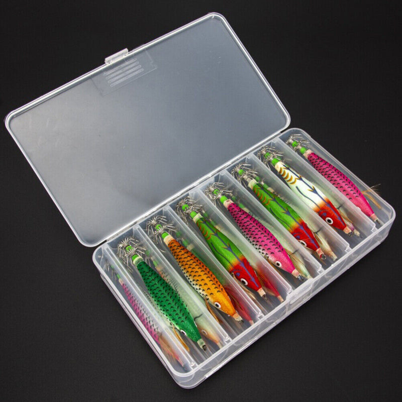 14pcs Luminous Wood Shrimp Bionic Fishing Lures Jig Hooks 8cm Bait Tackle