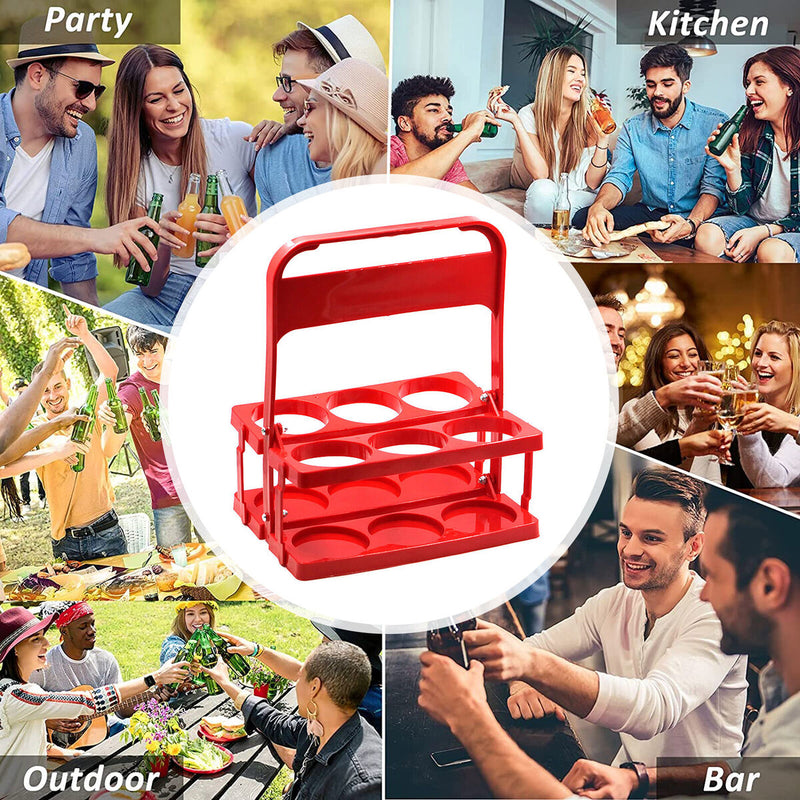 Portable Beer Rack Foldable Plastic Beer Basket Durable Wine Rack (Red) Newly