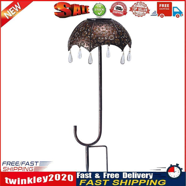 Solar Garden Lights aterproof Plug Umbrella Art Lamp Yard Decor (Bronze) Newly