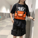 Punk Women Oxford Cloth Vest Bag Street Hip Hop Sport Solid Chest Shoulder Packs
