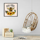 Full Drill Round Diamond Painting Sunflower Bee Mosaic Drawing Picture Decor Kit