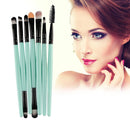 15pc Eyeshadow Makup Brush Tool Eye Powder Brush Set (Green Black)