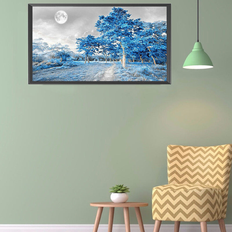 5D Diamond Painting Kit Blue Woods Full Round Drill DIY Landscape Wall Art