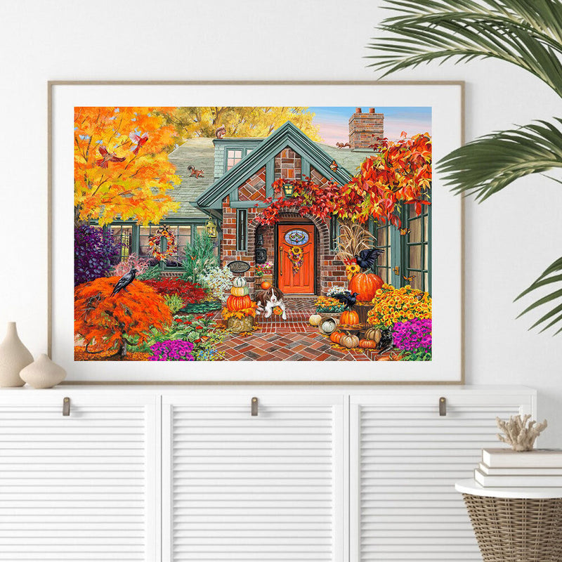 Autumn Courtyard Dog 5D DIY Diamond Painting Kits Full Round Drill Wall Decor