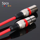 5pcs 3Pin XLR Male to XLR Female Audio Microphone Cable Mixer Adapter Wire