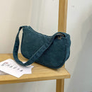 Fashion Women Casual Corduroy Solid Color Small Shoulder Underarm Bags Purse