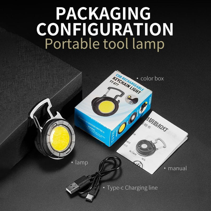 COB LED Flashlight Keychain Camping Waterproof 500lm Pocket Clip Work Lamp