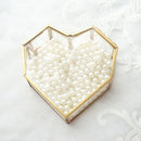 Hexagon Transparent Glass Jewelry Box Wedding Ring Earrings Holder (Heart)