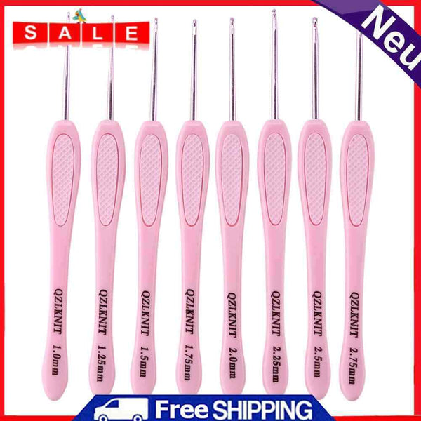 8pcs ABS Handle Knitting Needles Aluminum Crochet Hooks Set 1-2.75mm for Weaving