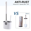Toilet Brush & Holder Bathroom Toilet Brush Set Non-Slip Handle (Grey) Newly