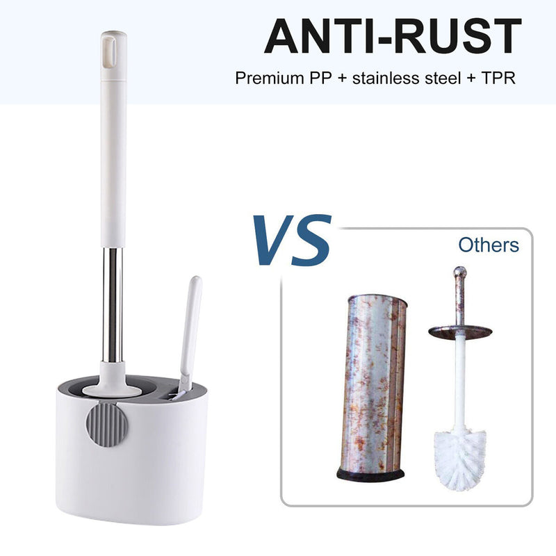 Toilet Brush & Holder Bathroom Toilet Brush Set Non-Slip Handle (Grey) Newly