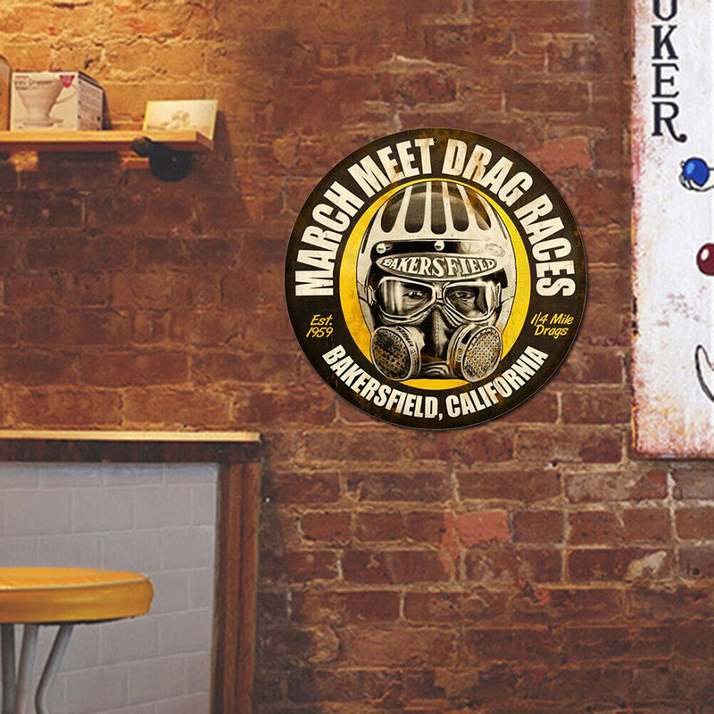 March Races Round Retro Metal Plate Tin Sign Plate Poster for Bar Club Cafe