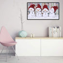 Full Cross Stitch Cotton Needlework Kit Printed Four Little Snowmen DIY Art