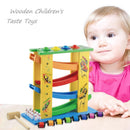 Wooden Children Interesting Three-in-one Track Car Glider Inertia Puzzle To