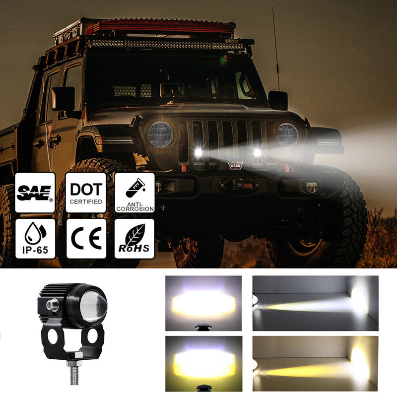 1/2pcs 60W Bifocal Motorcycle SUV LED Spotlight Driving Waterproof Headlight Set