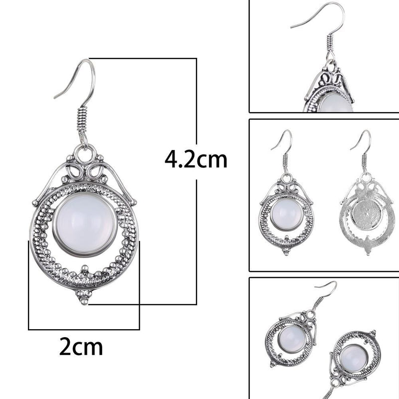 Ear Studs Amethyst Dangle Moonstone Earrings Openwork Pattern Moonlight