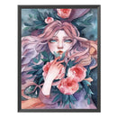 Cross Stitch Kits 11CT Stamped DIY Flowers Girl Full Embroider Mosaic Needlework