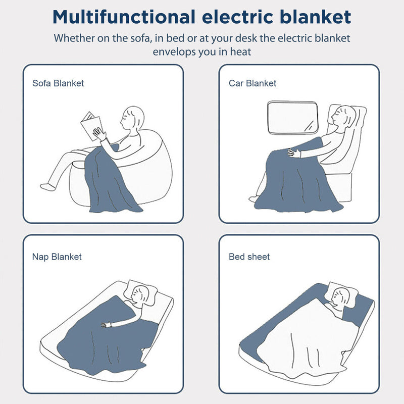 Fleece Electric Blanket Temperature Control Striped Electric Warmer for Winter