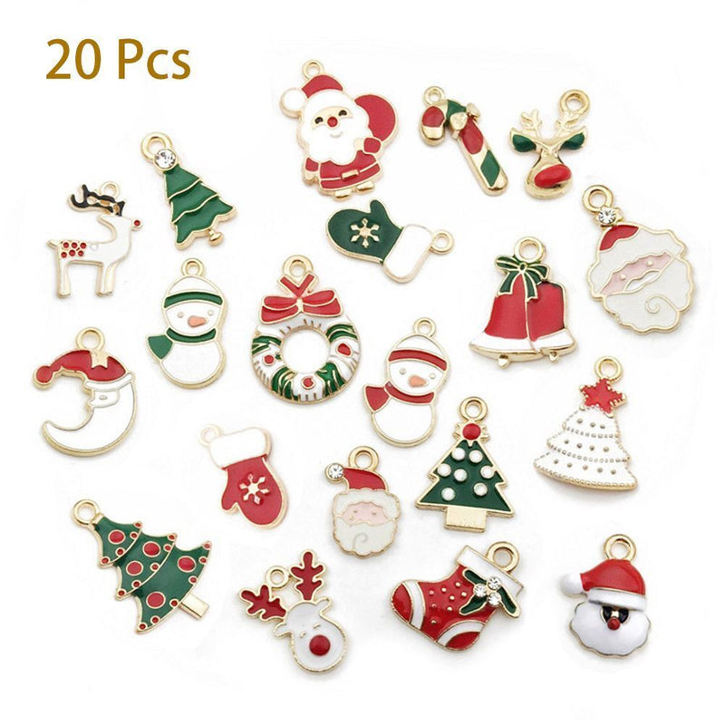 Enamel Alloy Xmas Tree Hanging DIY Craft Christmas Charms Set Bracelet Pendant