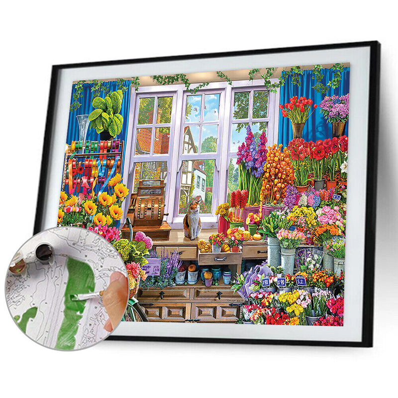 Paint By Numbers Kit DIY Flower Room Colouring Oil Art Picture Craft (B33)
