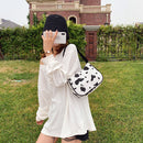 Fashion Cow Milk Print Crossbody Bags Women Canvas Casual Shoulder Handbag Pouch