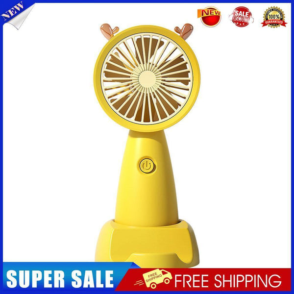 Mini Portable Fan Cute Antler USB Rechargeable Pocket Handheld Fan (Yellow)