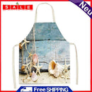 Kitchen Linen Apron Shell Painting Coffee Shop Accessories Clean Pinafore