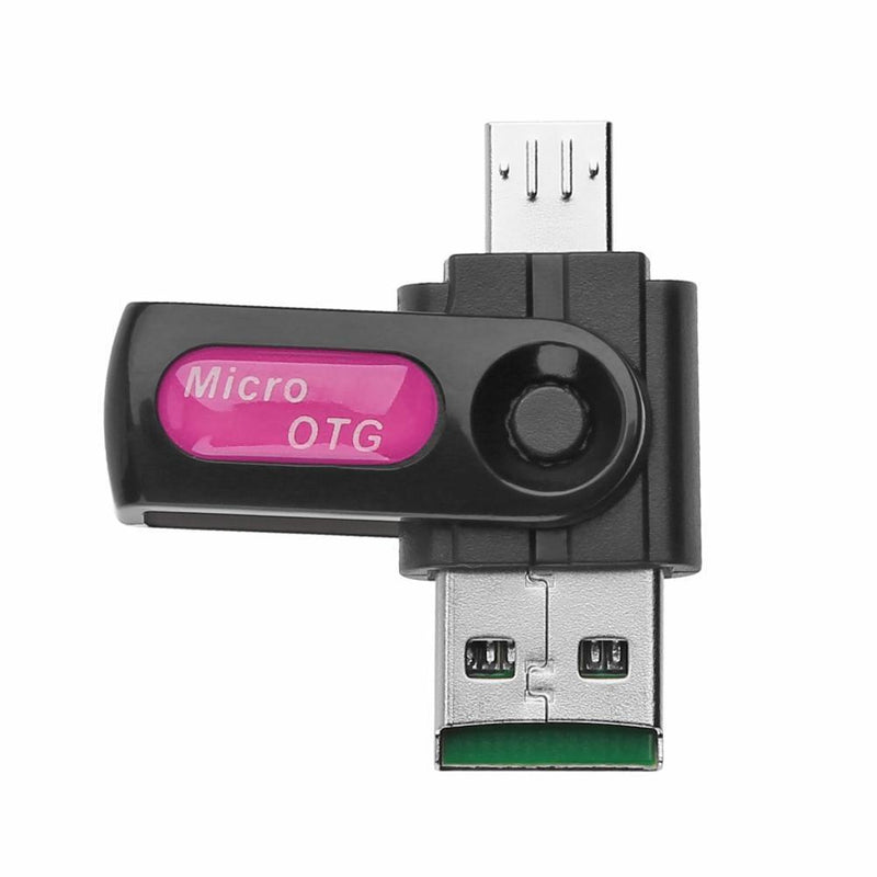 2 in 1 USB OTG Card Reader Micro USB OTG TF SD Card Reader Adapter (Pink)