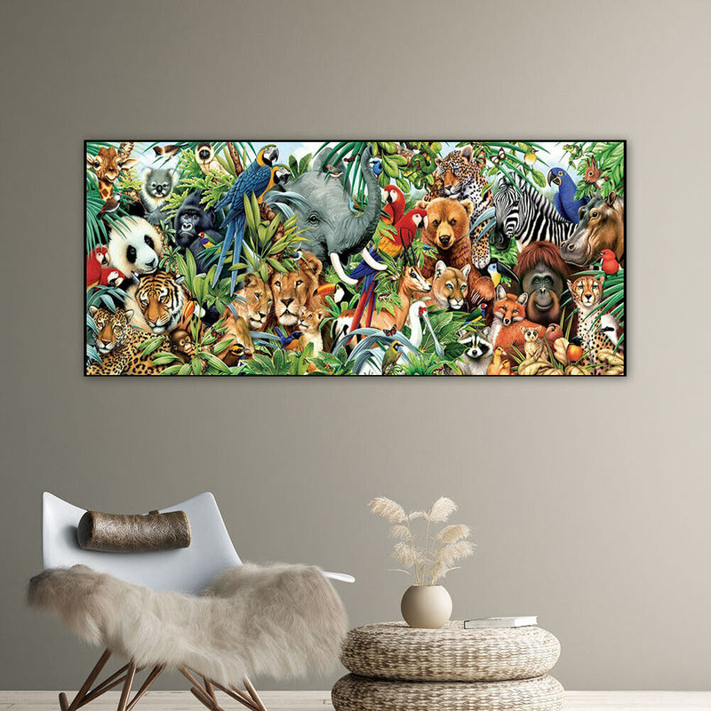 DIY Hand Paint on Canvas Animal Family Oil Picture Drawing Paint By Numbers