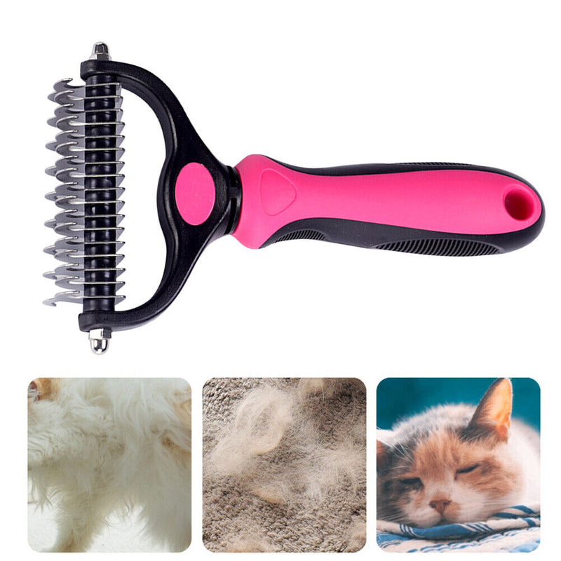 Brush Grooming Tool Pet Fur Trimming Dematting Comb (Double Side Red B) Newly